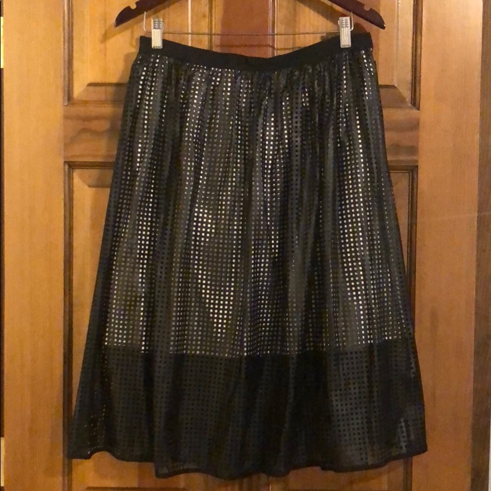 Tibi Perforated Leather A-Line Skirt